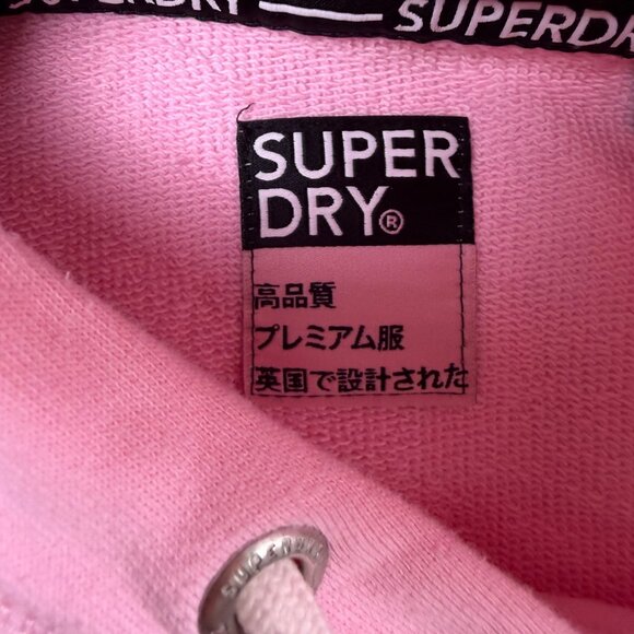 Superdry Women’s Pink Cotton Hoodie Logo Pullover Sweater Size 6 - Picture 7 of 11